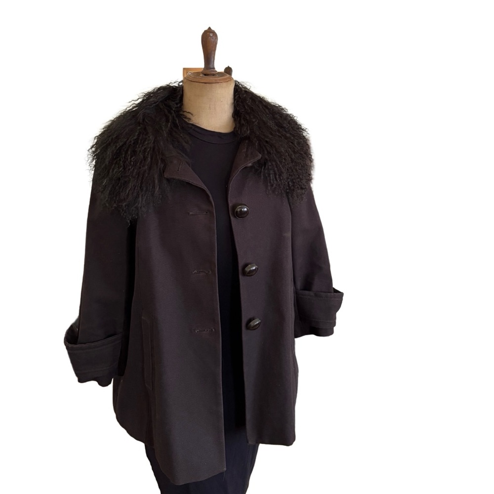 Zara Black Teddy Jacket with Faux Fur Collar
